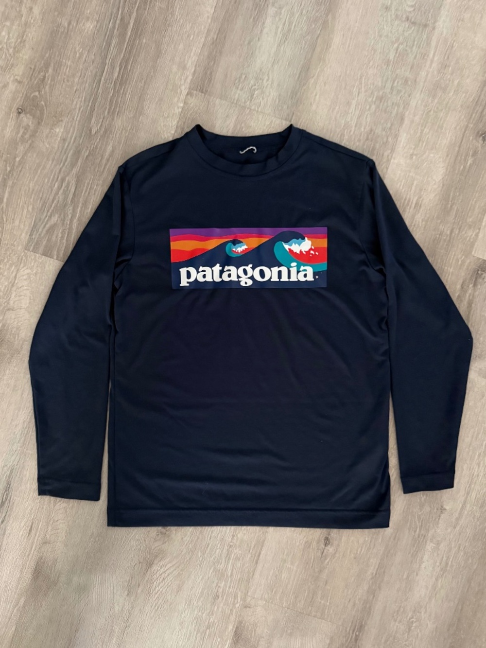 Patagonia Boys Navy Blue Long Sleeve Capilene Silkweight T-Shirt Size 10